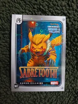 Sabretooth (Pikachu) #102 - Lazer Holo - Heros & Villains Flash Edition Pokemon - Image 1