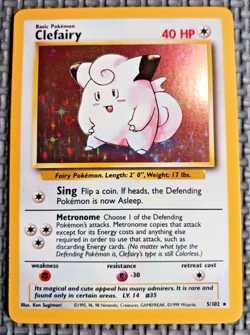 1999 Pokemon Base Set Unlimited #5 Clefairy Holo LP - Image 1