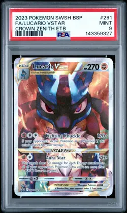 2023 POKEMON SWSH BLACK STAR PROMO #291 FULL ART/LUCARIO VSTAR PSA 9 - Image 1