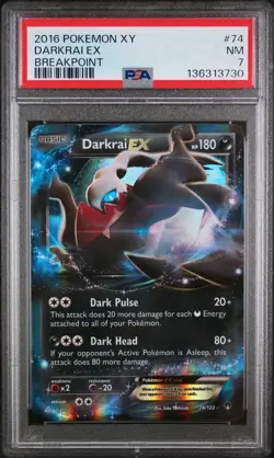 2016 POKEMON XY BREAKPOINT #74 DARKRAI EX PSA 7 - Image 1