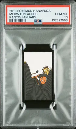 2013 POKEMON HANAFUDA KANTO JANUARY MEOWTH/TAUROS PSA 10 - Image 1