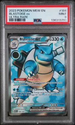 2023 POKEMON MEW EN-151 ULTRA RARE #184 BLASTOISE EX PSA 9 - Image 1