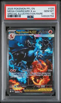 2025 POKEMON PFL SPECIAL ILLUSTRATION RARE #125 MEGA CHARIZARD X EX PSA 10 - Image 1