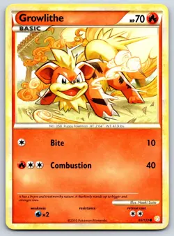Growlithe - HeartGold SoulSilver 65/123 Pokemon Card LP - Image 1