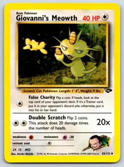 Giovanni's Meowth (43) - Gym Challenge 043/132 Pokemon Card LP - Image 1
