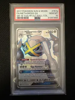 PSA 10 Metagross GX Pokemon Full Art Promo Hidden Fates Ultra Ball 157a/145 - Image 1