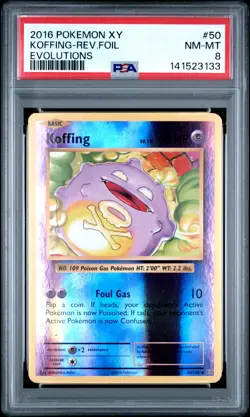 2016 POKEMON XY EVOLUTIONS #50 KOFFING-REVERSE FOIL PSA 8 - Image 1