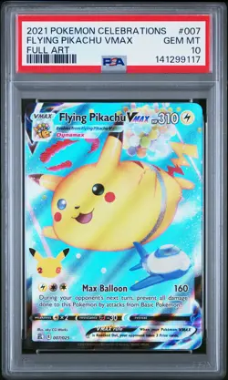 2021 POKEMON CELEBRATIONS #007 FULL ART/FLYING PIKACHU VMAX PSA 10 - Image 1