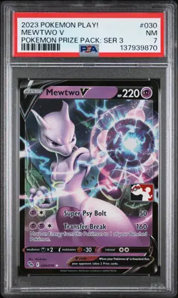 2023 POKEMON PLAY! POKEMON PRIZE PACK: SERIES 3 #030 MEWTWO V PSA 7 - Image 1
