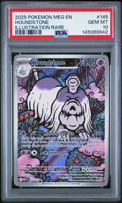 2025 POKEMON MEG EN-MEGA EVOLUTION ILLUSTRATION RARE #145 HOUNDSTONE PSA 10 - Image 1