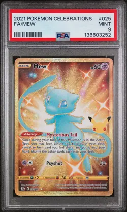 2021 POKEMON CELEBRATIONS #025 FULL ART/MEW PSA 9 - Image 1