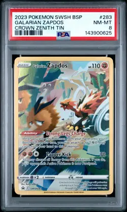 2023 POKEMON SWSH BLACK STAR PROMO CROWN ZENITH TIN #283 GALARIAN ZAPDOS PSA 8 - Image 1