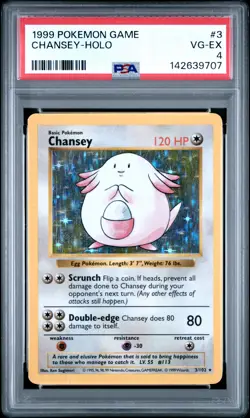1999 POKEMON BASE SET UNLIMITED #3 CHANSEY-HOLO PSA 4 - Image 1