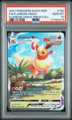 2021 POKEMON SWSH BLACK STAR PROMO #180 FULL ART/FLAREON VMAX PSA 10 - Image 1