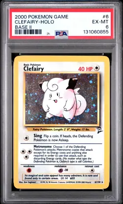 2000 POKEMON BASE SET 2 #6 CLEFAIRY-HOLO PSA 6 - Image 1