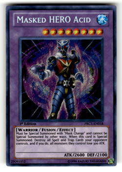 Masked HERO Acid PRC1-EN018 1st Edition Secret Rare 2012 Premium Collection Tin - Image 1