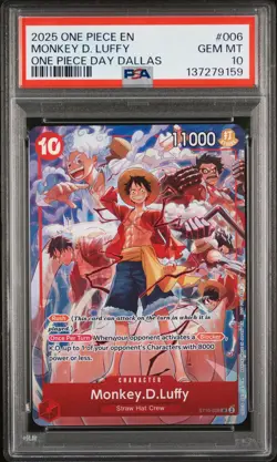2025 ONE PIECE PROMOS ONE PIECE DAY DALLAS #006 MONKEY D. LUFFY PSA 10 - Image 1