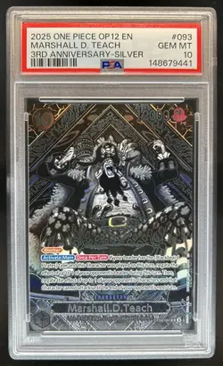 2025 One Piece 3rd Anniversary Marshall D Teach Silver #OP09-093 PSA 10 - Image 1