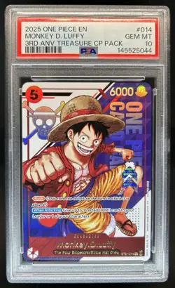 2025 One Piece 3rd Anniversary Treasure Cup Pack Monkey D Luffy #ST21-014 PSA 10 - Image 1