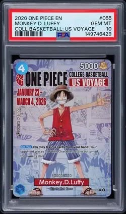 2026 ONE PIECE PROMOS COLLEGE BASKETBALL: US VOYAGE MONKEY D. LUFFY PSA 10 - Image 1
