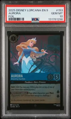 2025 DISNEY LORCANA EN 9-FABLED FOIL #153 AURORA - DREAMING GUARDIAN PSA 10 - Image 1
