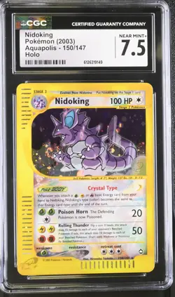 CGC 7.5 Nidoking 2003 Aquapolis 150/147 Holo SWIRL Pokemon Card - Image 1