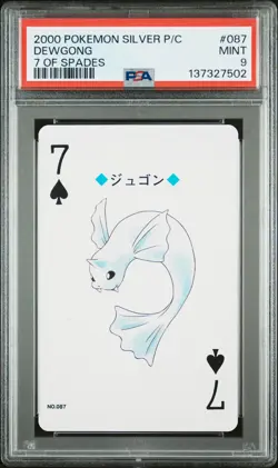 2000 POKEMON SILVER VERSION PLAYING CARDS 7 OF SPADES #087 DEWGONG PSA 9 - Image 1