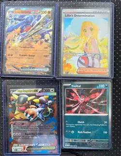 Set 4 Cards Pokemon Lillie's Determination 184/132 Me01: Mega Evolution Holo, - Image 1