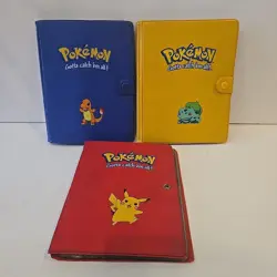 lot Of 3 Pokemon Red, Blue, Yellow Plastic Binder Vintage for Pokemon Cards - Image 1