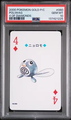 2000 POKEMON GOLD VERSION PLAYING CARDS 4 OF DIAMONDS #060 POLIWAG PSA 10 - Image 1