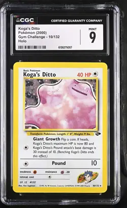 CGC 9 MINT Koga's Ditto 2000 Gym Challenge 10/132 Holo Pokemon Card - Image 1