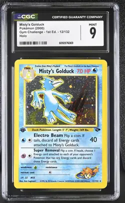 CGC 9 MINT Misty's Golduck Gym Challenge 1st Edition 12/132 Holo Pokemon Card - Image 1