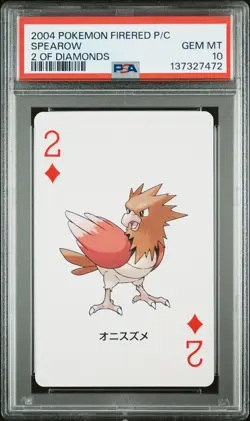 2004 POKEMON FIRERED VERSION PLAYING CARDS 2 OF DIAMONDS SPEAROW PSA 10 - Image 1