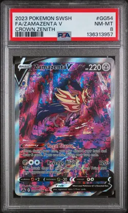 2023 POKEMON SWORD & SHIELD CROWN ZENITH #GG54 FULL ART/ZAMAZENTA V PSA 8 - Image 1