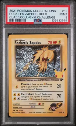 2021 POKEMON CELEBRATIONS CLASSIC COLLECTION #15 ROCKET'S ZAPDOS-HOLO PSA 9 - Image 1