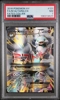 2016 POKEMON XY FATES COLLIDE #121 FULL ART/M ALTARIA EX PSA 7 - Image 1