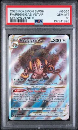 2023 POKEMON SWORD & SHIELD CROWN ZENITH #GG55 FULL ART/REGIGIGAS VSTAR PSA 10 - Image 1