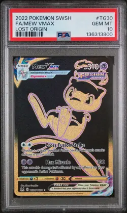 2022 POKEMON SWORD & SHIELD LOST ORIGIN #TG30 FULL ART/MEW VMAX PSA 10 - Image 1