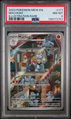 2023 POKEMON MEW EN-151 ILLUSTRATION RARE #177 MACHOKE PSA 8 - Image 1