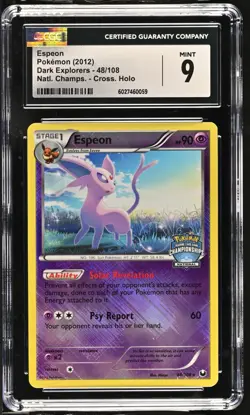Pokemon 2012 Espeon National Championships Dark Explorers #48 CGC 9 - Image 1