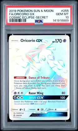 Oricorio GX 2019 Pokemon Cosmic Eclipse #255 Full Art Secret PSA 10 - Image 1