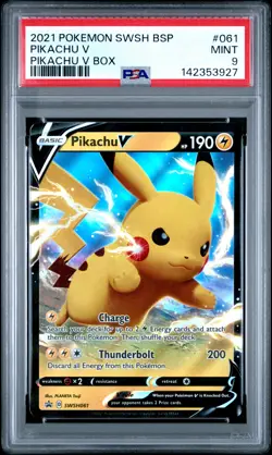 2021 POKEMON SWSH BLACK STAR PROMO PIKACHU V BOX #061 PIKACHU V PSA 9 - Image 1