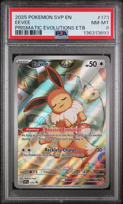 2025 POKEMON SVP EN-SV BLACK STAR PROMO #173 EEVEE PSA 8 - Image 1