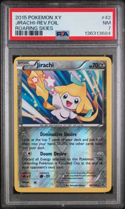 2015 POKEMON XY ROARING SKIES #42 JIRACHI-REVERSE FOIL PSA 7 - Image 1