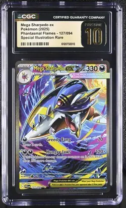 Pokemon Mega Sharpedo ex 2025 Phantasmal Flames 127/094 SIR CGC PRISTINE 10 - Image 1