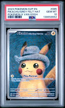 2023 POKEMON SVP EN-SV BLACK STAR PROMO #085 PIKACHU WITH GREY FELT HAT PSA 10 - Image 1