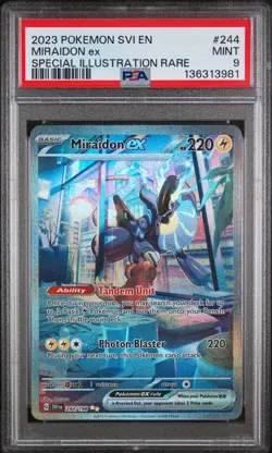 2023 POKEMON SVI EN-SCARLET & VIOLET SPECIAL ILLUSTRATION RARE MIRAIDON EX PSA 9 - Image 1