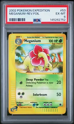 2002 POKEMON EXPEDITION #53 MEGANIUM-REVERSE FOIL PSA 6 - Image 1