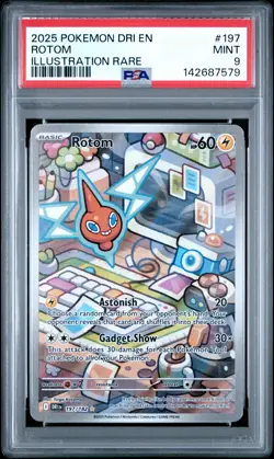 2025 POKEMON DRI EN-DESTINED RIVALS ILLUSTRATION RARE #197 ROTOM PSA 9 - Image 1