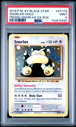 2016 POKEMON XY BLACK STAR PROMO SNORLAX GX BOX #XY179 SNORLAX-HOLO PSA 9 - Image 1